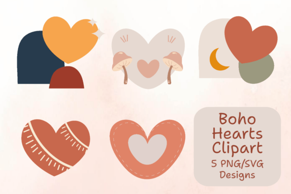 Abstract Boho Heart Set: Graphics and Crafts with a Creative Edge