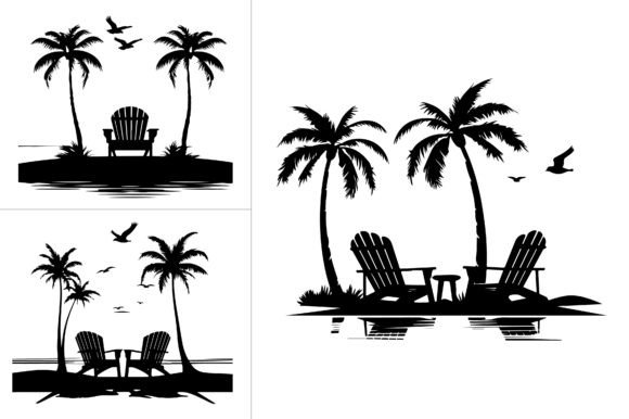 Beach Sunset Silhouette Graphics and Crafts