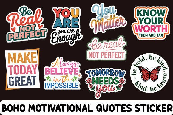 Boho Motivational Stickers Bundle: Graphics for Creative Branding