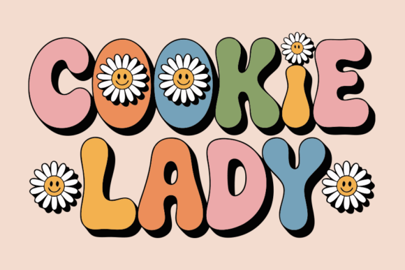 Cookie Lady Retro Groovy Flower Power Graphics & Crafts