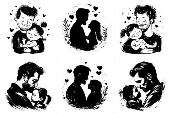 Dad Daughter Silhouette Graphics & Crafts