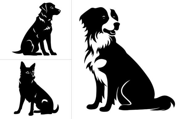Dog Silhouette Vector Graphics for Crafts