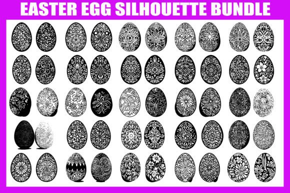 Elegant Easter Egg Silhouette Bundle: Graphics & Crafts