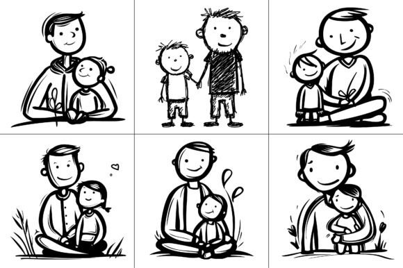 Fathers Day Line Art Vector Graphic