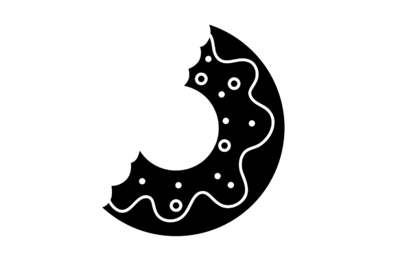 Half Eaten Black Donut Silhouette Graphics