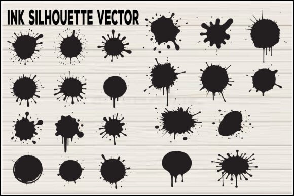Ink Splatter Black Silhouette Set for Graphics and Crafts