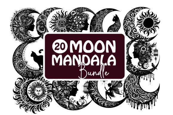 Laser Cut Moon with Mandala Bundle