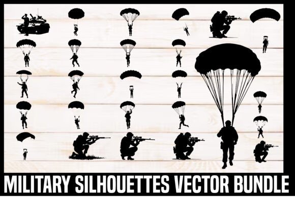 Military Silhouettes Vector Bundle – Graphics & Crafts