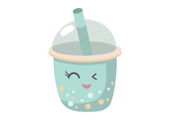 Mint Boba Tea Clipart: Graphics for Crafts