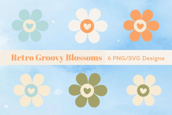 Retro Groovy Blossoms Graphics and Crafts