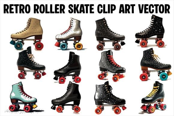 Retro Roller Skate Clipart Vector Graphics