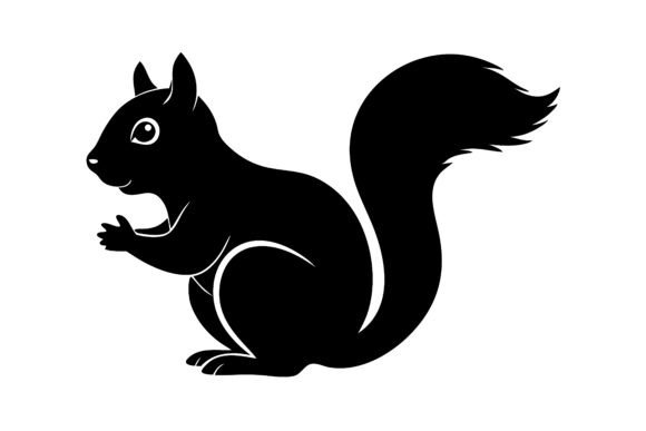 Silhouette of a Cute Squirrel Standing: Graphics and Crafts