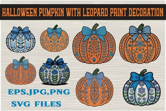 Stylish Pumpkin with Leopard Print Bow Graphics & Crafts