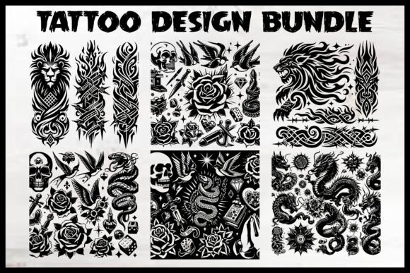 Tattoo Design Bundle: Graphics for Crafts & Small Business Branding