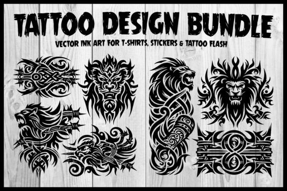 Tattoo Design T-Shirts Stickers Bundle: Graphics and Crafts in One