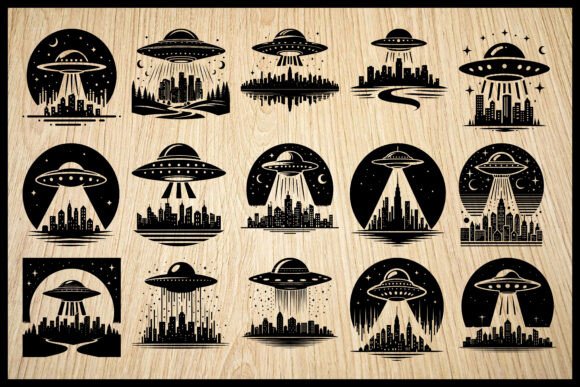UFO Alien Invasion Silhouette Bundle: Graphics & Crafts for Bold Branding