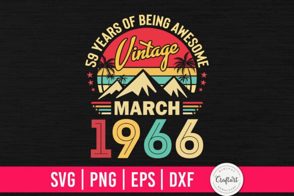 Vintage 1966 March 59th Birthday Graphics & Crafts