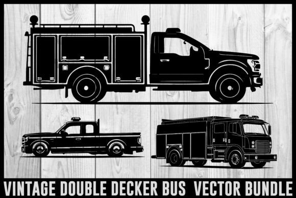 Vintage Bus Fire Truck Vector Bundle Graphics